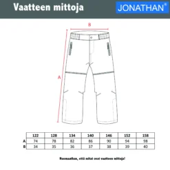 Jonathan softshell-housut, D-mitoitus