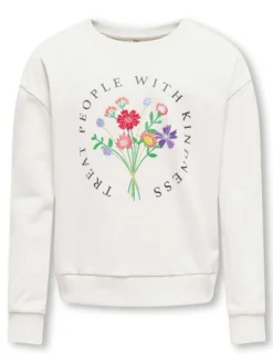 Only Kids Runa Flower collegepaita, Cloud Dancer